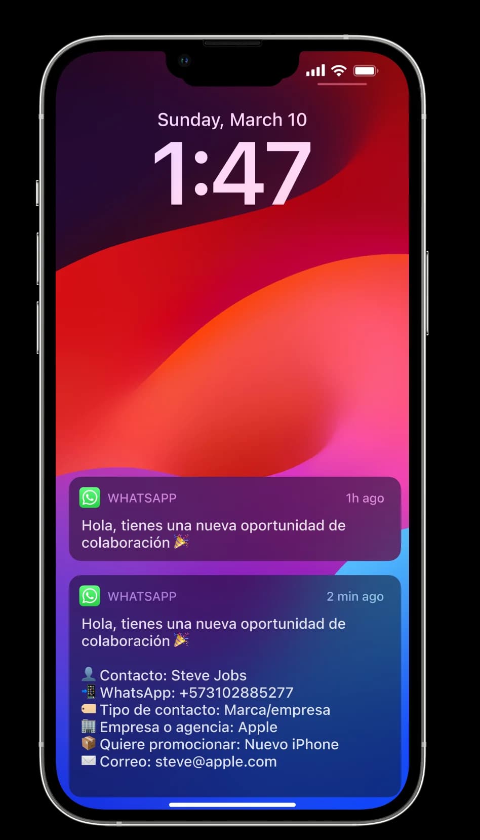 Ejemplo de conversación más clara entre marca e influencer en CreatorStats